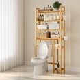 thumbnail image 4 of LEDREM 4-Tier over-the-Toilet Bathroom Storage Organizer with Adjustable Shelves, Hooks, and Toilet Paper Holder, Space-Saving Rack, Natural Beige, 4 of 6