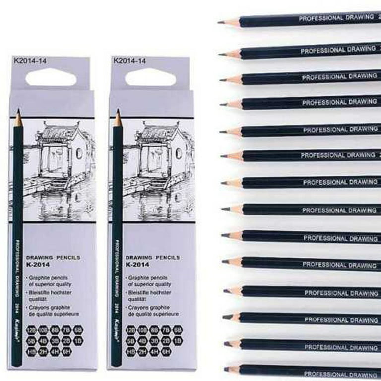 MARKART Professional Drawing Sketching Pencil Set - 14 Pieces Art Drawing Graphite Pencils(12B - 4H) Ideal for Drawing Art Sketching Shading Artist PE