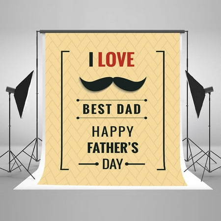 GreenDecor Polyester Fabric Digital Print Photography Backdrop 5x7ft Black Beard Best Dad Photo Background for Father's Day