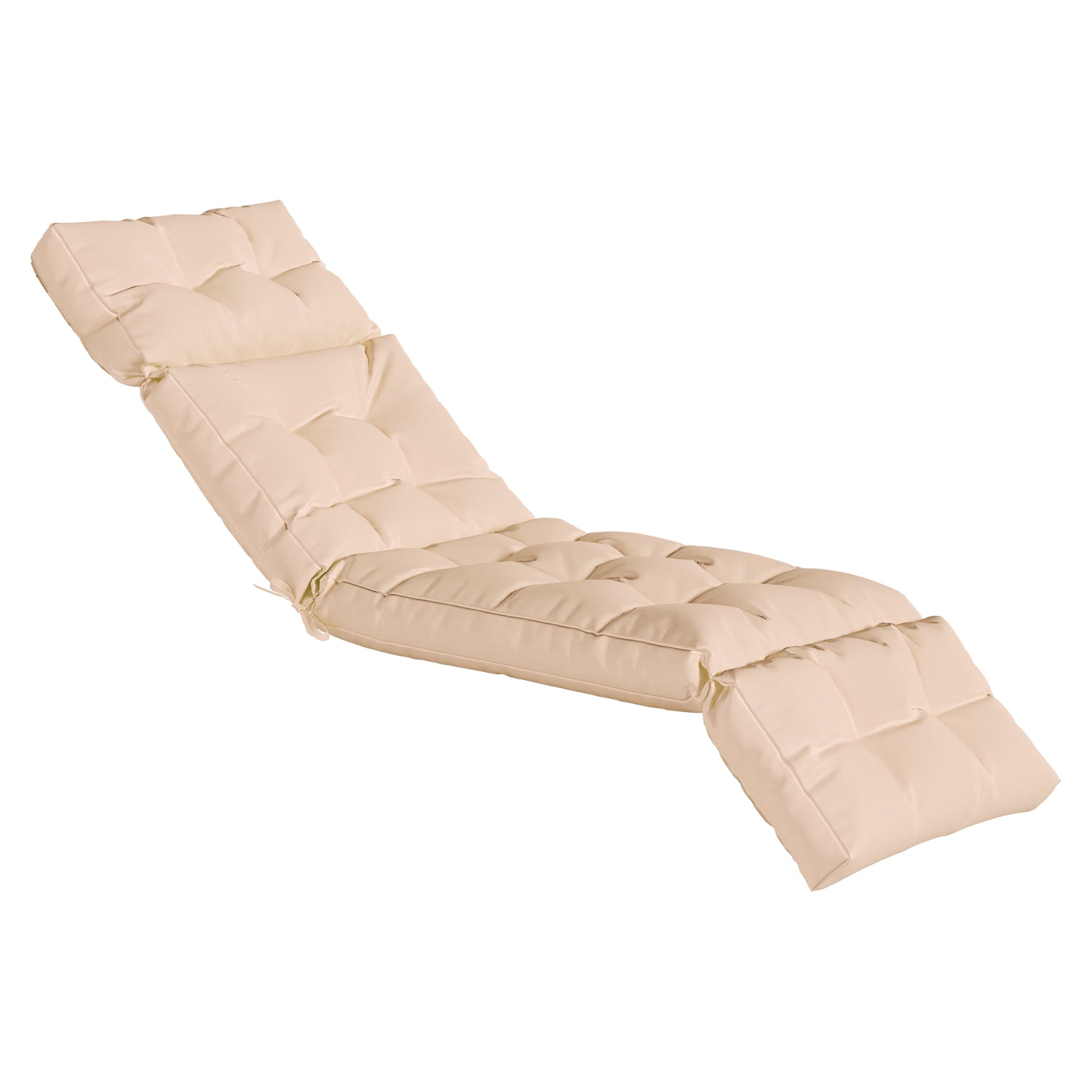 BaPiPro All-Weather Outdoor Chaise Lounge Cushion, Secure-Tie Patio Recliner Cushion with Plush PP Cotton Support for Patio, Poolside & Balcony, Beige