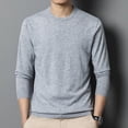 thumbnail image 3 of Men's Autumn Solid Round Neck Knitted Slim Fit Casual Long Sleeve Wool Sweater, 3 of 13