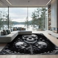 thumbnail image 2 of ODIKA 8'x10' Washable Area Rug Durable, Non-Slip Gothic Ghost Horror Skull Vintage Distressed Border Scroll Motif for Living Room, Under Sectional, Family, 2 of 7