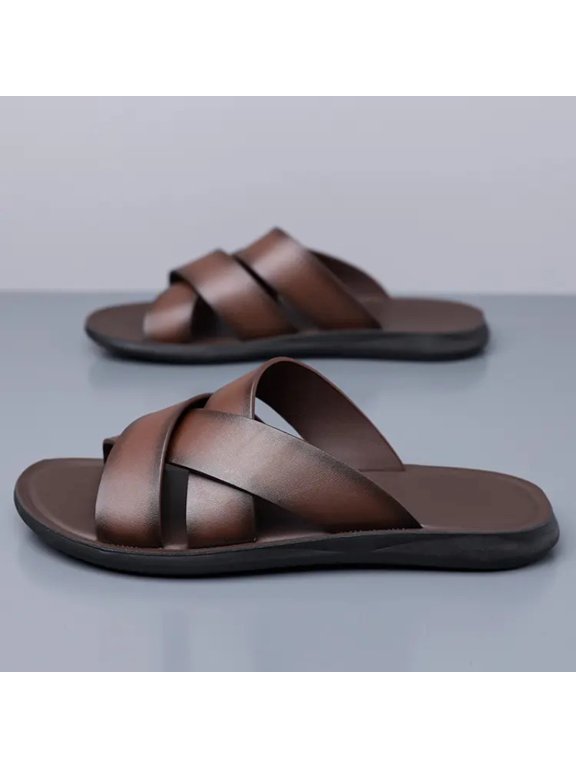 Couple's Crisscross Strap Slide Sandals Summer Soft Sole Non-Slip Outdoor Casual Beach Slippers