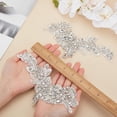 thumbnail image 3 of 1 Pair Handmade Glass Rhinestone Nylon Cloth Flower Embroidery Lace Appliques for Costume Accessories Clear 205x100x5mm, 3 of 6