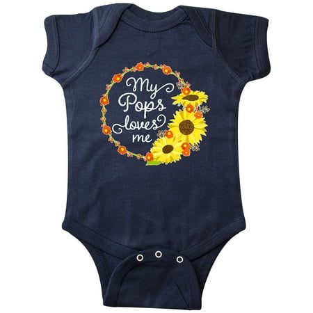 

Inktastic My Pops Loves Me with Sunflower Wreath Gift Baby Boy or Baby Girl Bodysuit