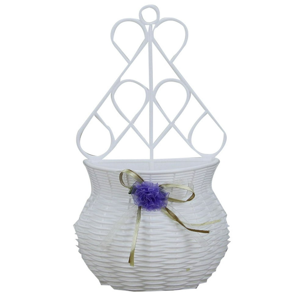 Simple Wall Hanging Basket White Plastic Pot Planters Simulation Flower