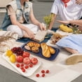 thumbnail image 7 of Grilling Prep and Serve Trays, 17 x 10.5 inch BBQ Trays for Cooked and Raw Foods, Set of 2 Melamine Serving Platters for Meats, Grill Accessories, Blue and White, 7 of 7