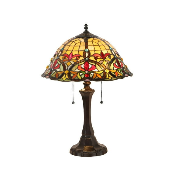 Chloe Lighting Bertram Tiffany-Style 2-Light Victorian Table Lamp with 18" Shade