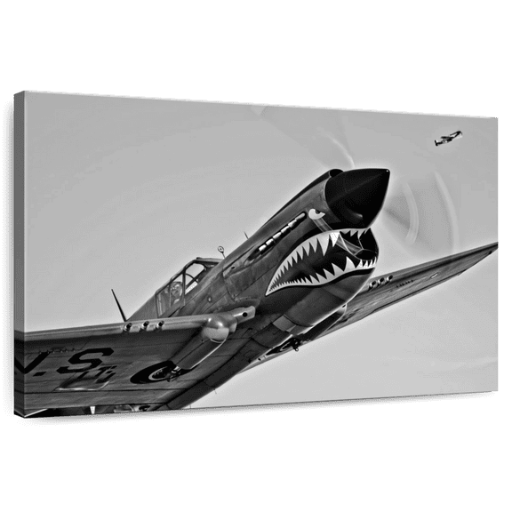 Elephant Stock Monochrome Military Plane Wall Art - Horizontal Canvas Wall Art - Living Room Wall Decor - Transportation Canvas - Gray And Decor By Scott Germain - 12" x 8"