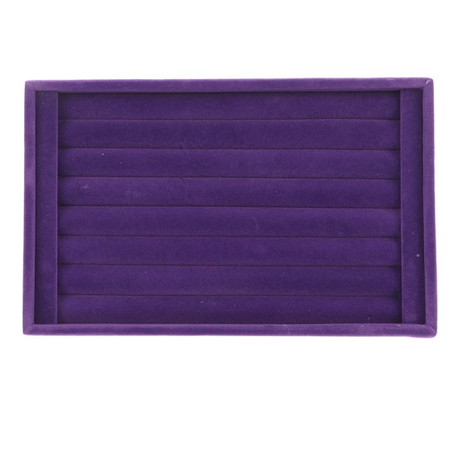 Purple Velvet Ring Organizer 7 Slots Stackable Jewelry Storage Tray Earring Display Case