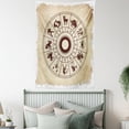 thumbnail image 4 of Zodiac Decor Tapestry, Wheel of Horoscope Icons on Distressed Backdrop Cosmos Occult Print Artwork, Wall Hanging for Bedroom Living Room Dorm Decor, 40W X 60L Inches, Brown Beige, by Ambesonne, 4 of 5