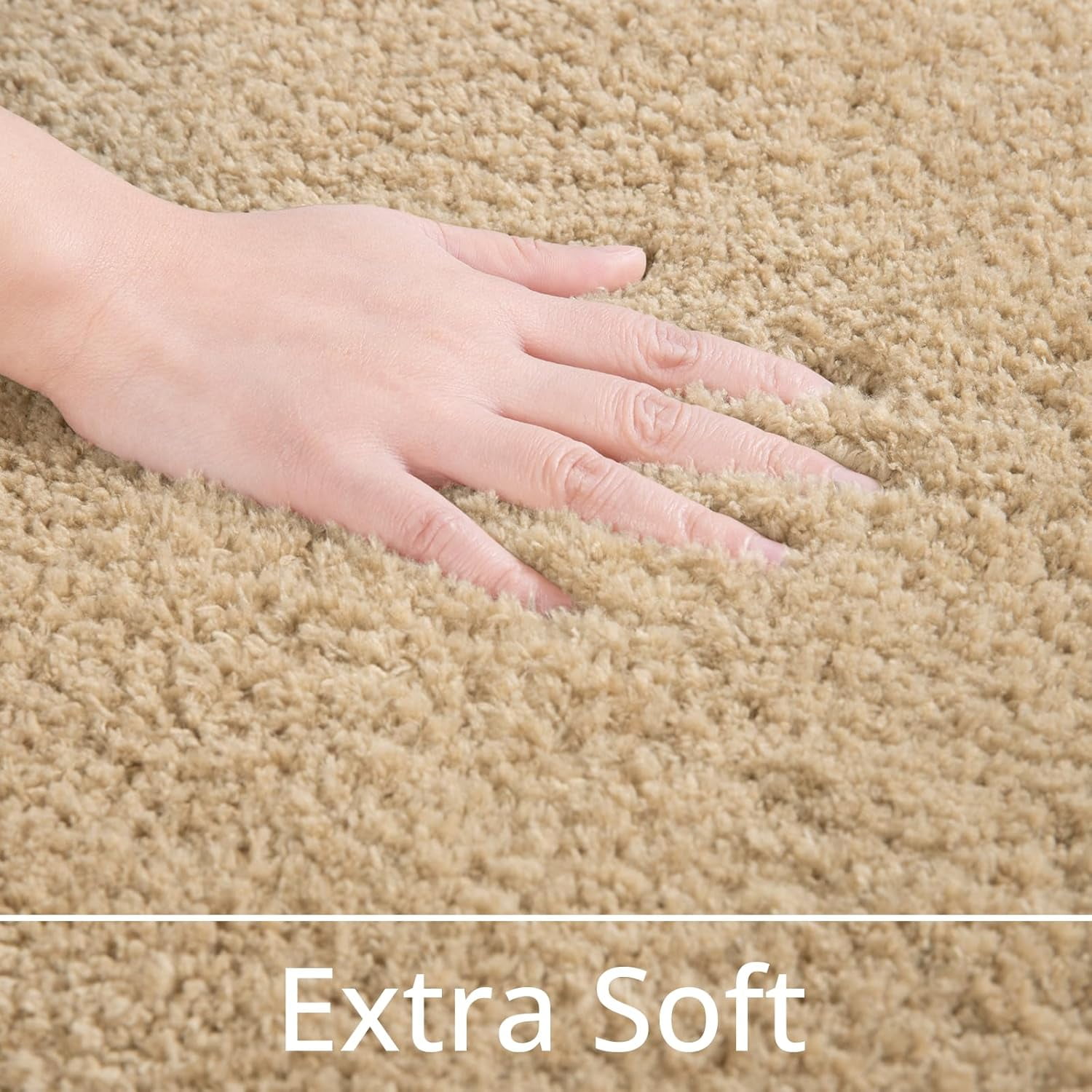 Lochas Beige Polyester Bath Rug, 36" x 24", Machine Washable