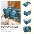 thumbnail image 4 of Foldable Fabric Storage Bin With Handle Collapsible Basket Box Storage With Lid Organizer Moonlit Night with Pine Trees, 4 of 7
