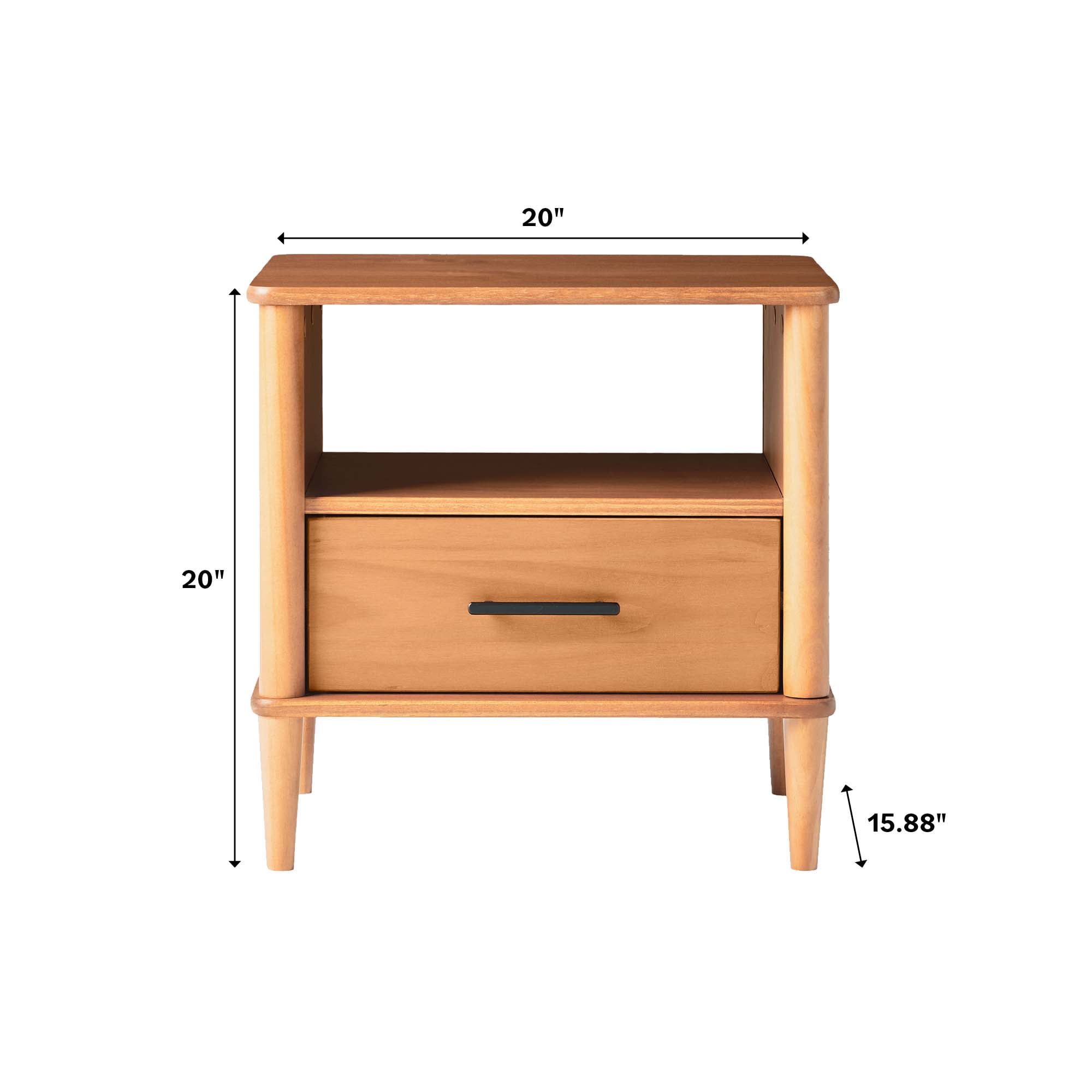 Walker Edison Transitional 1-Drawer Spindle-Leg Nightstand, Set of 2, Walnut
