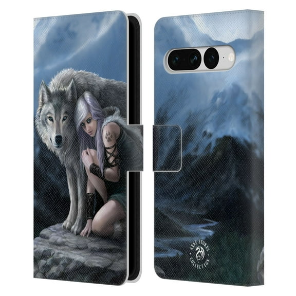 Head Case Designs Officially Licensed Anne Stokes Wolves Protector Leather Book Wallet Case Cover Compatible with Google Pixel 7 Pro