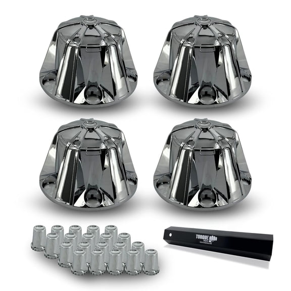 TORQUE Starlight 4 Pack of Rear Axle Wheel Cover 33mm Screw-on Lug Nut Cover for Semi Truck (Chrome Plated ABS Plastic) (Universal Fit) (TR636-TWC)