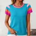 thumbnail image 5 of YHAJDS Womens Summer Tops Short Sleeve Round Neck Knit Sweater Color Casual Sweet Style Top, 5 of 5