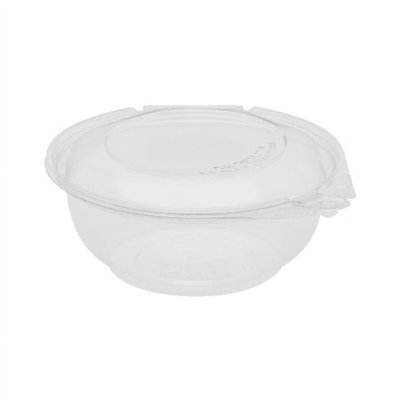 Karat 24oz PET Plastic Tamper Resistant Hinged Salad Bowl with Dome Lid - 240 sets