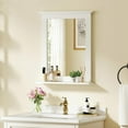 thumbnail image 6 of SAZYY Bathroom Mirror with Shelf - 27" x 22.5" Wall Mirror Over Bathroom Sink, Wooden Frame Modern Rectangular Hanging Vanity Makeup Mirrors for Washroom, Entryway, White, 6 of 9