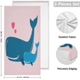 thumbnail image 2 of Mother's Day Whale Hand Towels 2 PCS, Pink Hearts Kitchen Towel Ultra Soft and Highly Absorbent,Decorative Fingertip Face Towel for Bathroom Hotel, 28.3"x14.4", 2 of 5