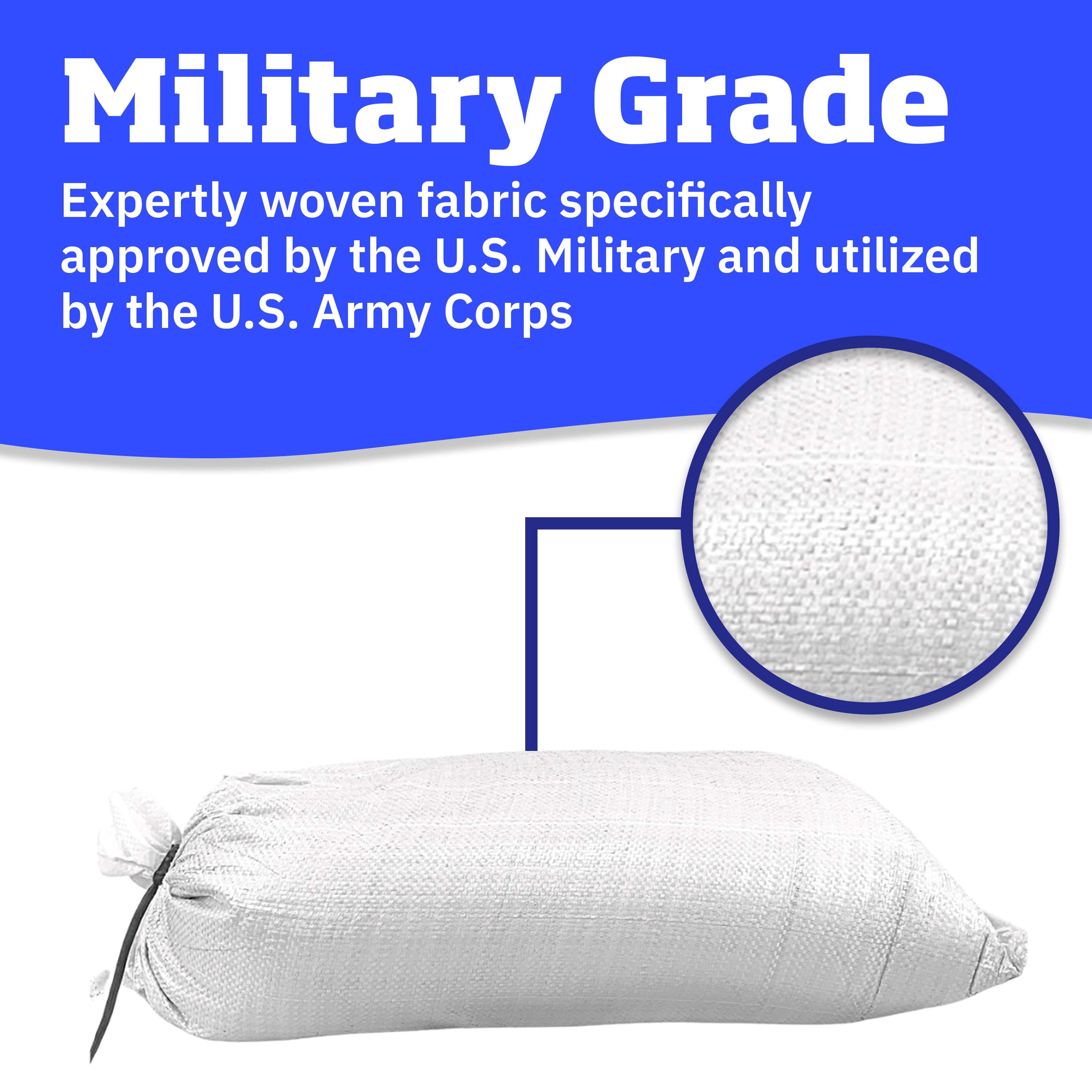 DURASACK® Sand Bags with Tie Strings, Heavy Duty, 15" x 27", White, 25 Count