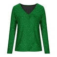 thumbnail image 4 of JJHGVB Womens V Neck T Shirts Mardi Gras Shirt Mardi Gras Shirts Women Mardi Gras Decorations Women Shirts Casual Blouses for Women Long Sleeve Shirts for Women Green 2XL, 4 of 4