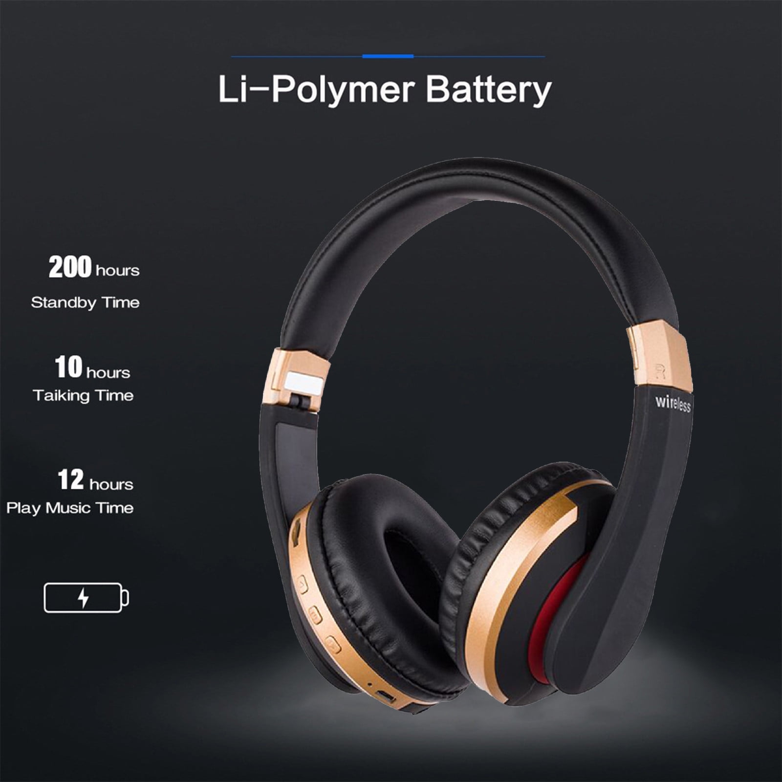 Wireless Headphones Over-Ear Headphones Active Noise Cancelling Bluetooth Headphones with Microphones, 42 Hours Playtime, HiFi Audio Adjustable Headphones for iPhone/Android/Samsung - Gold