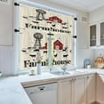 thumbnail image 2 of Farmhouse Kitchen Window Curtains Valance and Tier Set 36 Inch, Red Barn Farm Animals 3 Piece Window Treatment Tiers for Living Room Bedroom Windmill Kitchen Decor Drapes, 2 of 6