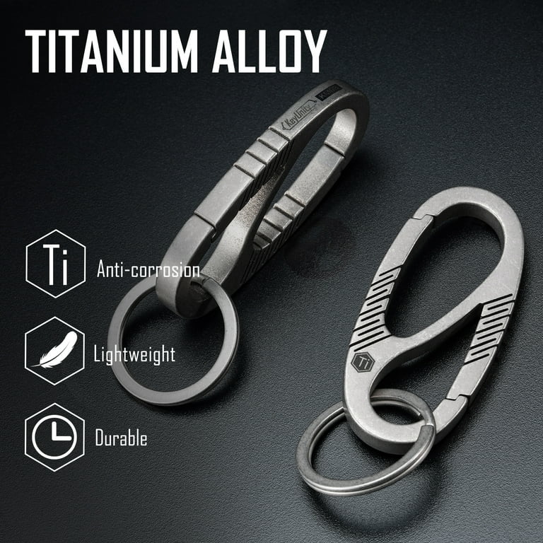 KeyUnity Titanium Carabiner Keychain Clip, Dual-Gate Quick Release Key  Chain Clip Hook with Key Ring for Men Women KM08 