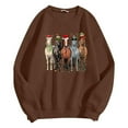 thumbnail image 6 of Sweatshirts for Women Winter Christmas Horse Graphic Pullover Tops Long Sleeve Crew Neck Regular Casual Cozy Soft Loose Fall Womens Sweatshirts ZA Brown S, 6 of 7
