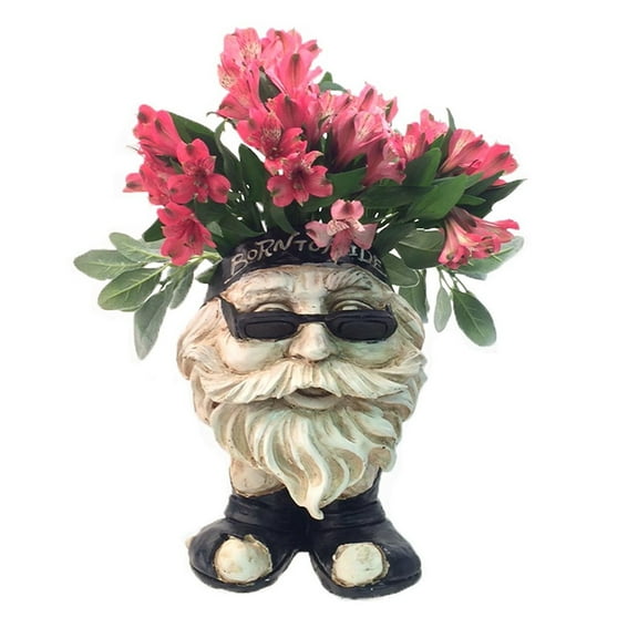 Homestyles 12"H Muggly Biker Motorcycle "Dude" Antique White Accent Face Humorous Planter Statue (Holds 4" Pot)