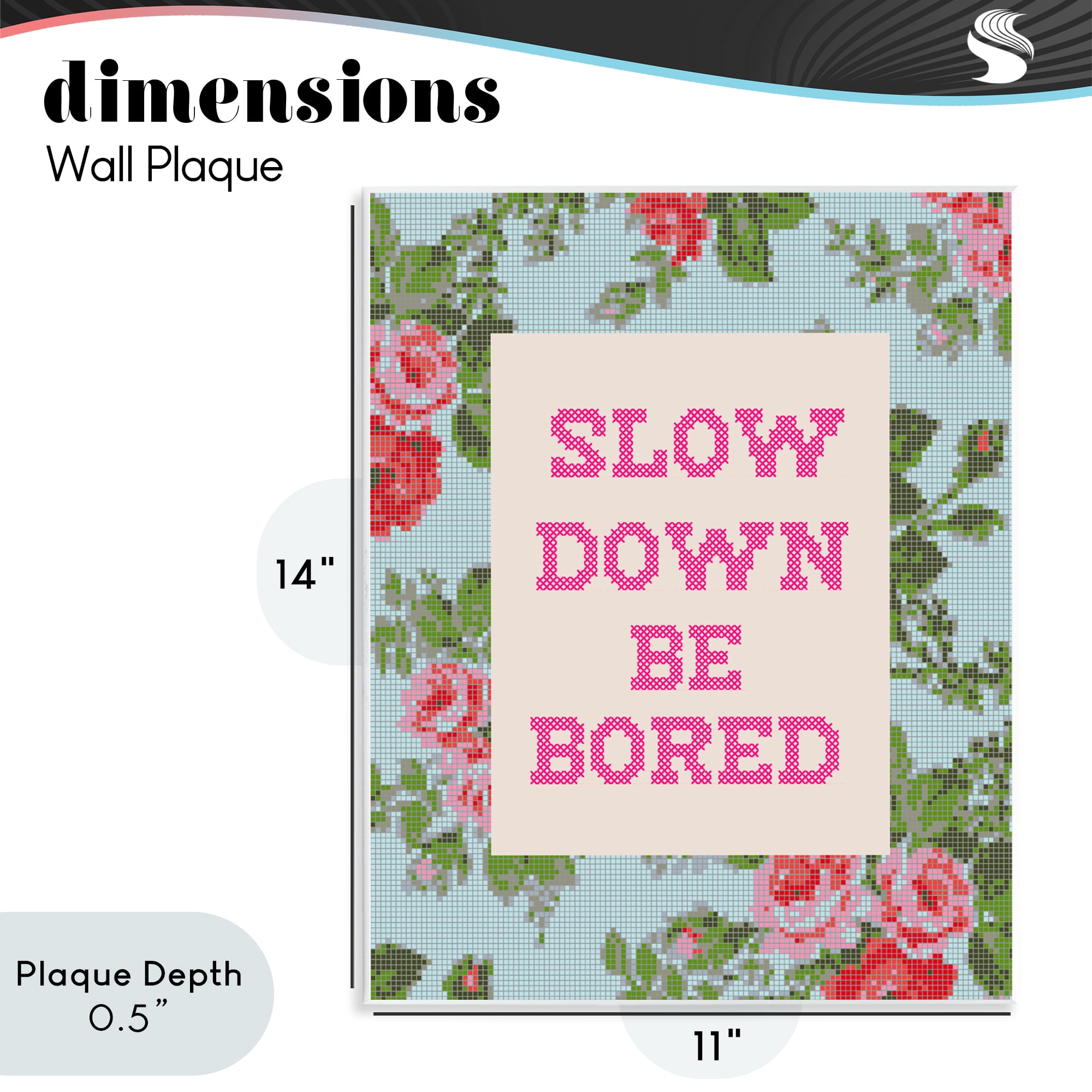 Stupell Industries Slow Down Be Bored Faux Cross Stitch Wall Plaque Art, design by Lil' Rue