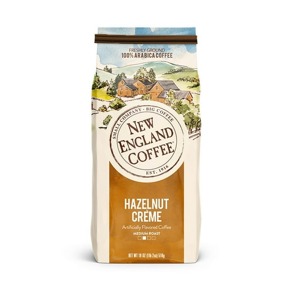 New England Coffee Hazelnut Crème Blend Medium Roast Ground Coffee, 18 oz