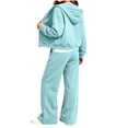 thumbnail image 5 of BXJX Girls Outfit Sets, Spring Fall Zip up Long Sleeve Hoodies and Sweatpants 2 Piece Sets Light Blue Size 7-8 T, 5 of 7