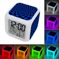Alarm Clocks Blue Black Checker Digital Clock 7 Color LED Night Light ...