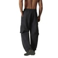 thumbnail image 4 of Coorders George Mens Cargo Pants Casual Baggy Drawstring Loose Fit Hip Hop Pants with Pockets, Black,Size XL, 4 of 7