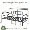 thumbnail image 3 of NESLIME 12 inch Twin Size Metal Daybed Frame, Twin Sofa Daybed Frame with Mattress Non-Slip Stoppers, Metal Slats Support, 3 of 10