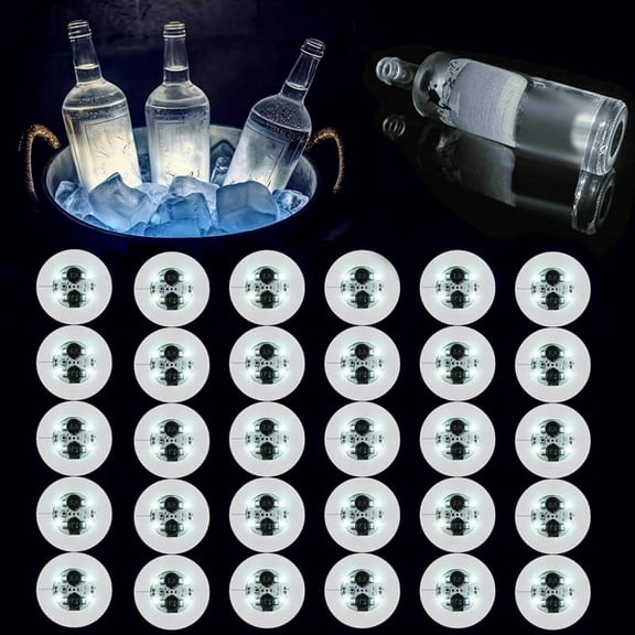 LED Coaster,30 Pack Light Up Coasters for Drinks,Led Coaster Lights Bottle Lights for Liquor Bottles,Club,Party,Wedding