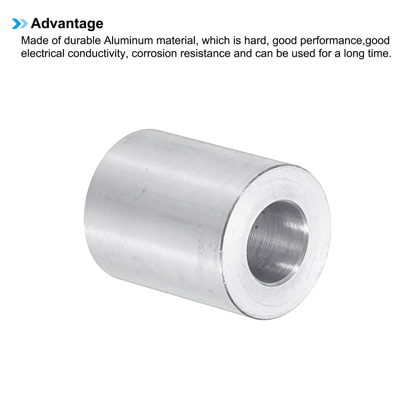 M10 Aluminum Spacers, 6 Pcs Metal Spacers Aluminum 10.5mm ID x 20mm OD x 25mm L Aluminum Spacer Screw Standoff Round for 3/8 or M10 Screw Bolts