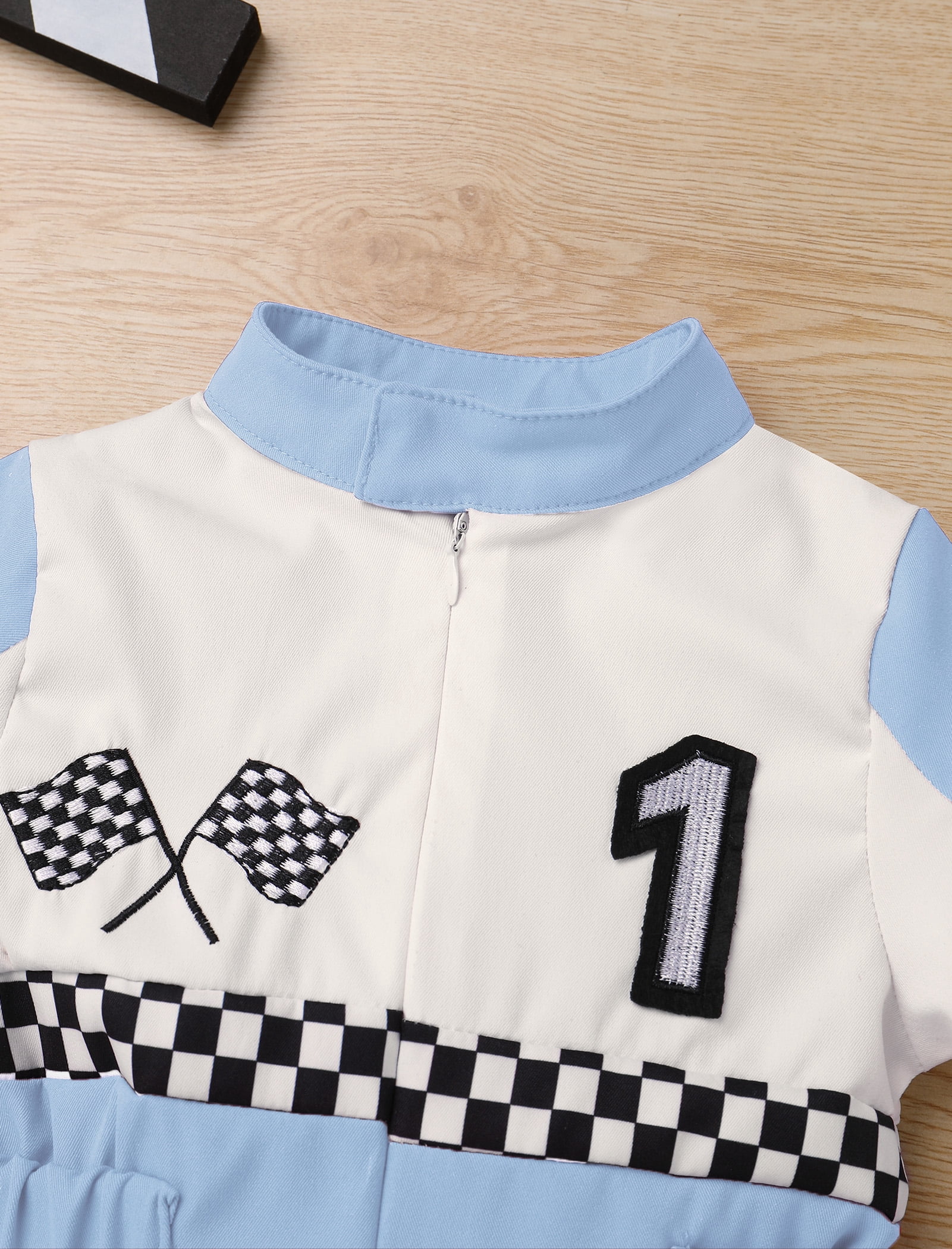 IDOPIP Baby Race Car Driver Outfit Boys Girls 1st 2nd 3rd 4th Birthday Cake Smash Photoshoot Clothes Short Sleeve Racer Romper 12-18Months Blue