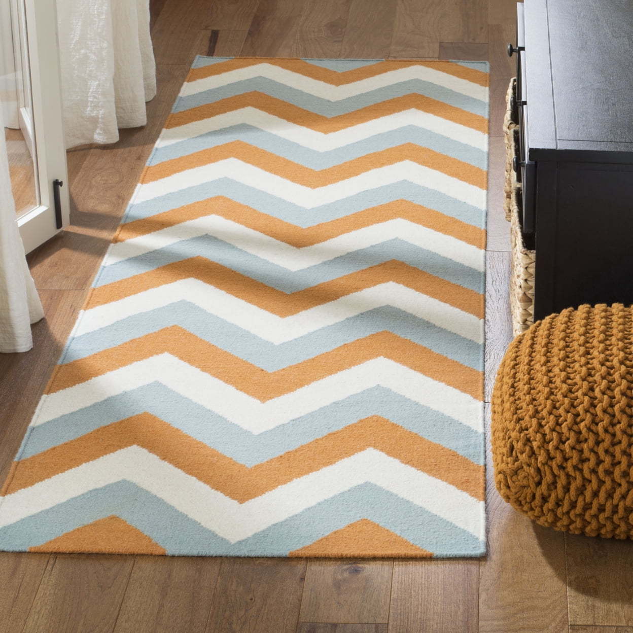 SAFAVIEH Dhurries Wenona Geometric Area Rug, Terracotta/Blue, 5' x 8'