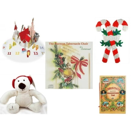 Christmas Fun Gift Bundle [5 Piece] - Olive, the Other Reindeer Pop-Up Advent Calendar - Vintage 1960's Kage Co. Melted Popcorn Candy Cane - The Mormon Tabernacle Choir It's  CD -  Earmuffs Polar