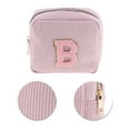 thumbnail image 4 of Unique Bargains 1 Pc Letter B Pattern Makeup Bag for Travel Pink Corduroy, 4 of 6