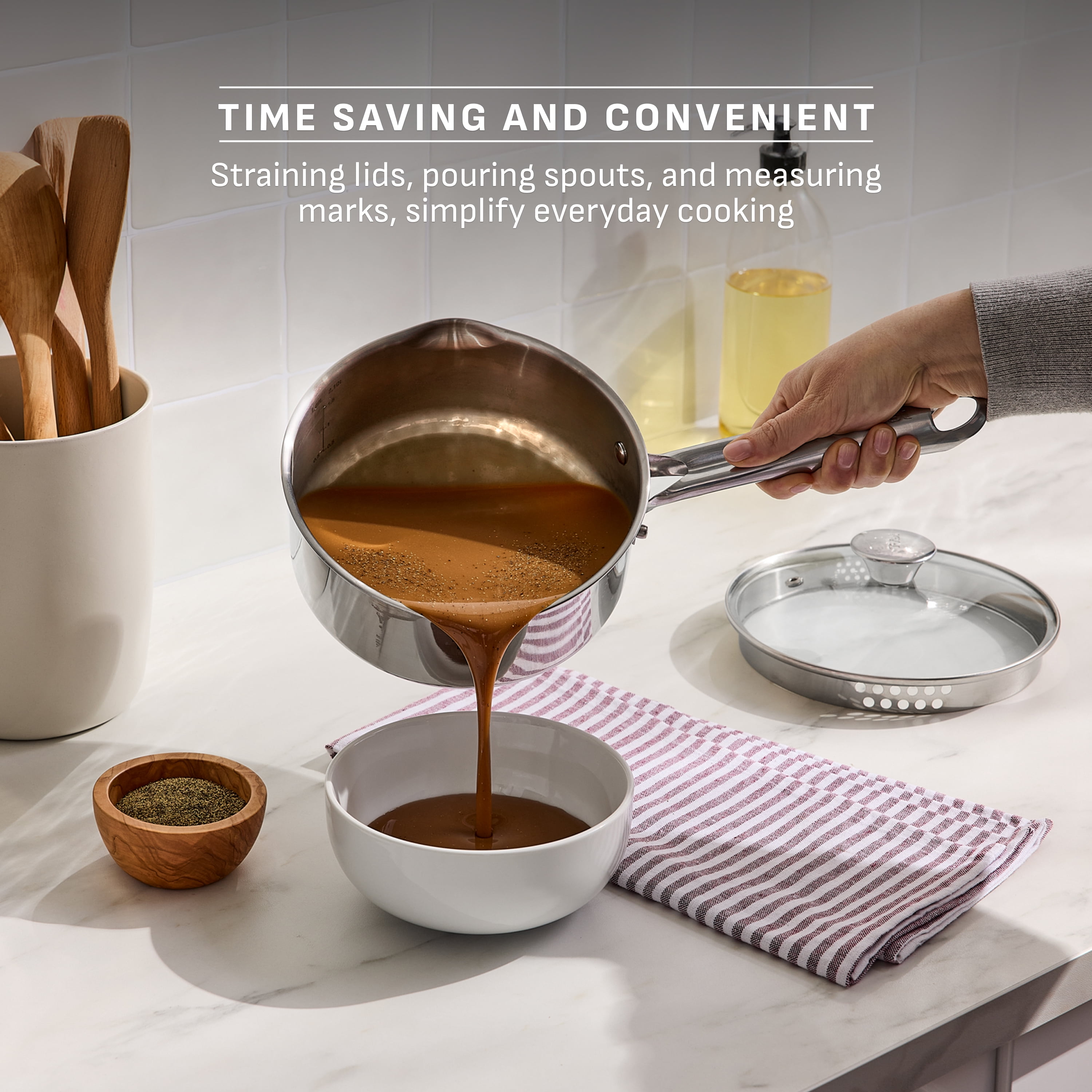 T-fal Stainless Steel Cook & Strain 18-Piece Cookware Set - Induction Compatible