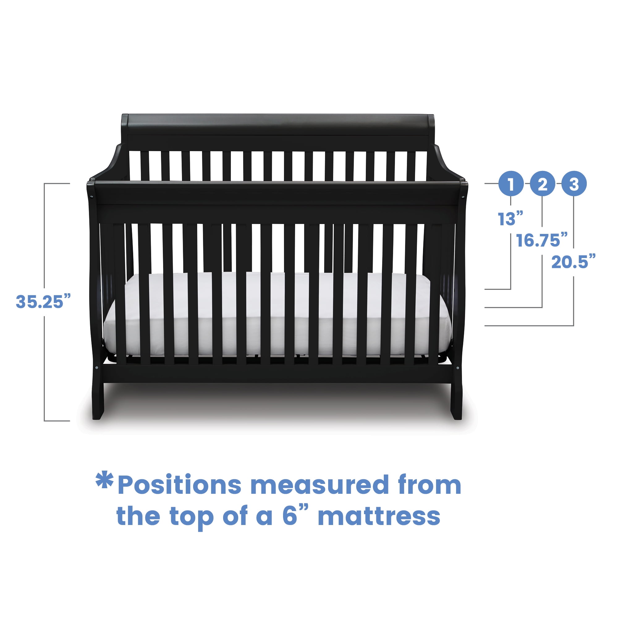 Delta Children Canton 4-in-1 Convertible Crib, Black