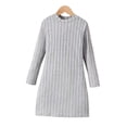 thumbnail image 4 of Girls Dresses Sweater Dress Size 10-11 Long Sleeve Mock Neck Ribbed Knit Girls Fall Dresses Soft Midi Dress Gray, 4 of 5