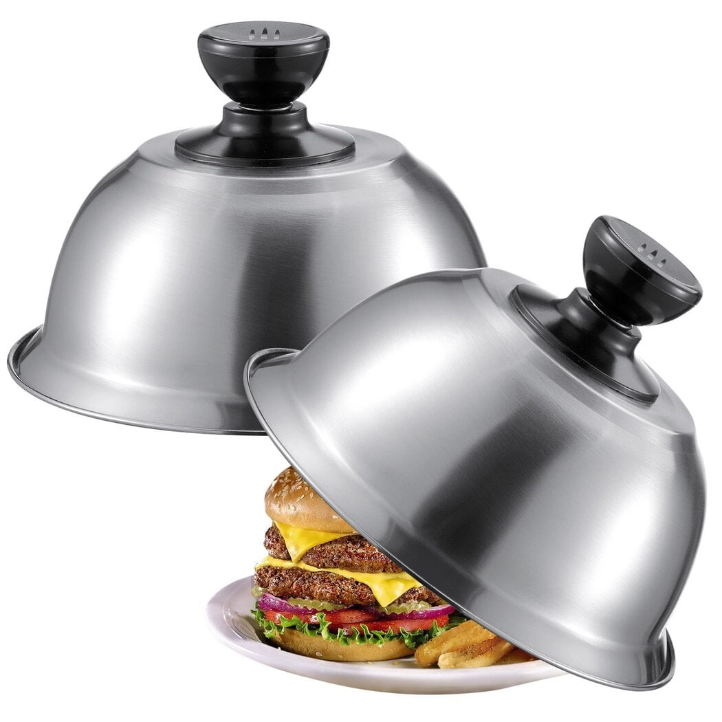 2PCS Burger Covers, Stainless Steel Round Basting Covers for Griddle