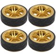 thumbnail image 1 of 1/10 Racing RC Car Wheel Plastic Wheel Hub with Grooved Rubber RC Car Spare AccessoryGold, 1 of 6