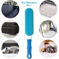 thumbnail image 2 of Cepillo para el pelo de mascotas mejorado, base autolimpiante, herramienta eficiente para eliminar pelusas de animales de doble cara, perfecta para ropa, muebles, sofás, alfombras, azul, 2 of 5