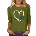 thumbnail image 2 of St. Patrick's Day Graphic T-Shirt for Women Shamrock Heart Print Long Sleeve Crewneck Casual Loose Fit Holiday Party Festive Tee Shirt Top, 2 of 7